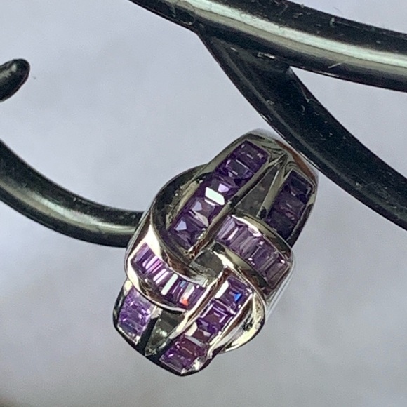 💜🆕 Silver & Amethyst Gemstone Knot Ring - Picture 1 of 7